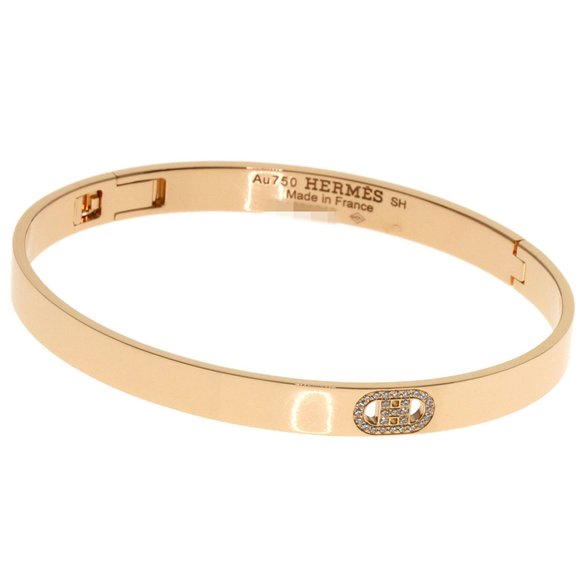 Hermes Hermès H d'Ancre Diamond Bracelet in 18K Pink Gold for Women - Picture 1 of 11